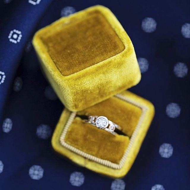 An engagement ring I made was used in a fun, vintage inspired shoot. Photo by @christinakarst Check out the other images on her blog #designerjewelry #engagementring #14kgold #emilytriplettjewelry