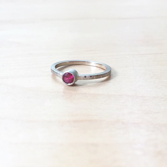 Sweet little ruby and white gold ring heading out to a client today #emilytriplettjewelry #14kgold #modernjewelry