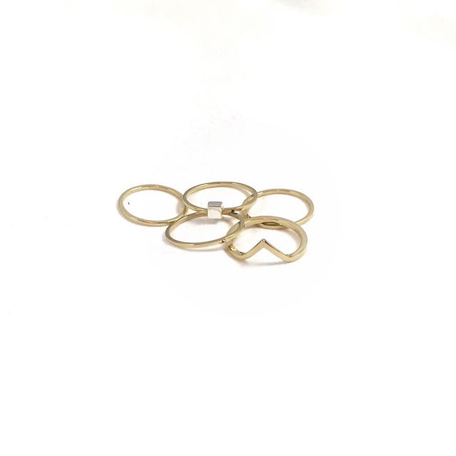 A (literal) handful of rings ?? #emilytriplettjewelry #14kgold #modernjewelry